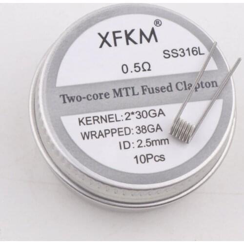 NEW XFKM 10PCS/box NI80/A1/SS316L MTL Clapton Prebuilt Coils Premade Coil for MTL RDA RTA RBA Mod Heating Wire