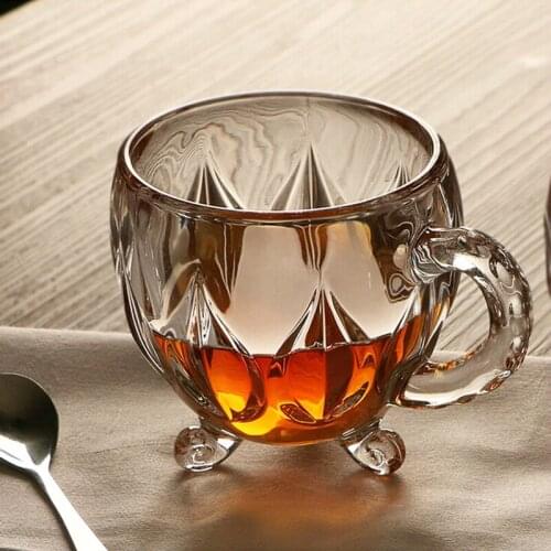 210ml Crystal Glass Tea Coffee Water Cup Transparent cup Home Milk flower tea Juice Glasses Cups Mug with Handle for Gifts