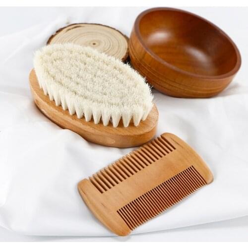 3Pcs Baby Care Pure Natural Wooden Brush Comb Set Newborn Hair Brush Infant Head Massager Baby Shower Gift