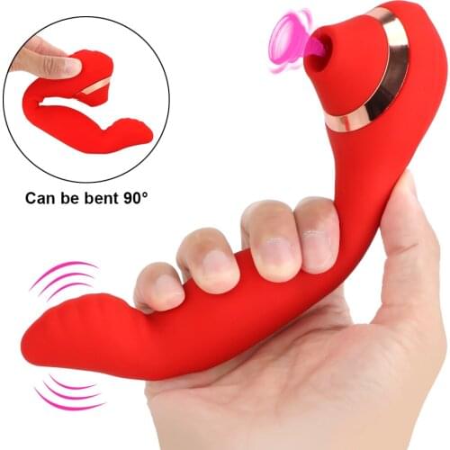 Silicone Nipple Sucking Vibrator G Spot Massager Female Masturbator Dildo Finger Vibrator Dual Use Clitoris Sucker Sex Shop