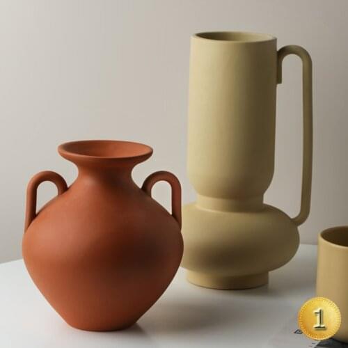 Nordic Morandi Vase Medieval Art Living Room Tabletop Flower Vase Home Decoration Creative Ceramic Colored Pots for Flowers