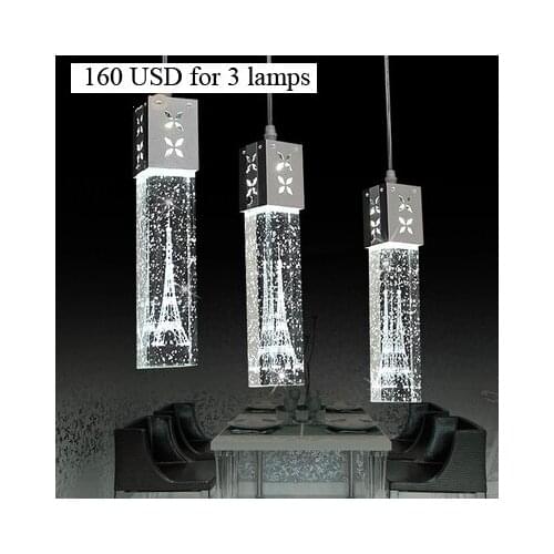 Modern Led bar counter lamp single crystal bubble column three head pendant light lighthouse column lights