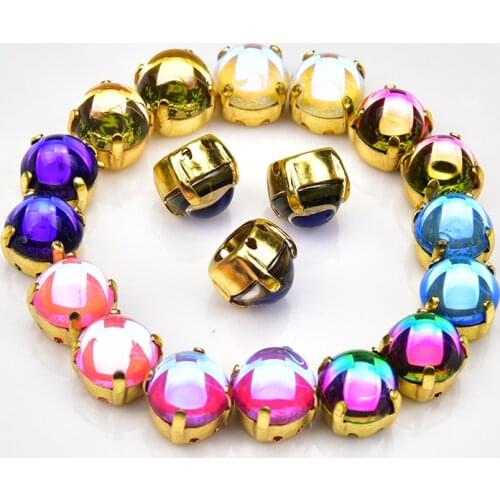 K9 Glass Rhinestones Satellite Round Shape Diamond 10Mm Crystal Diamond With Claw Sew On Metal Claw Diy Clothes Dress Decoration