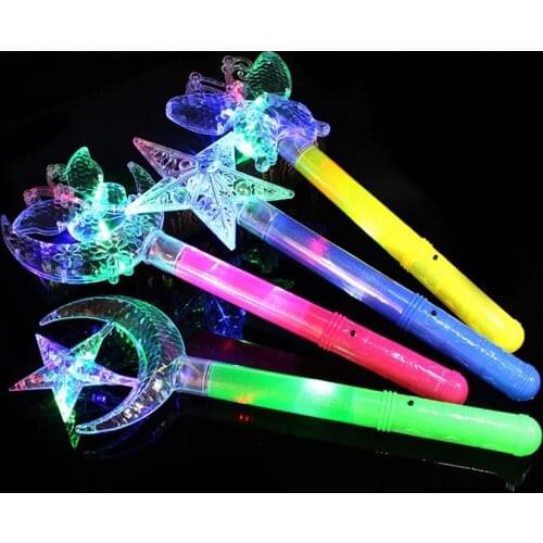 36cm LED Flashing Stick Children Girls Fairy Magic Wand Sticks Light up Princess Crown Cheer Party Prop Accessories