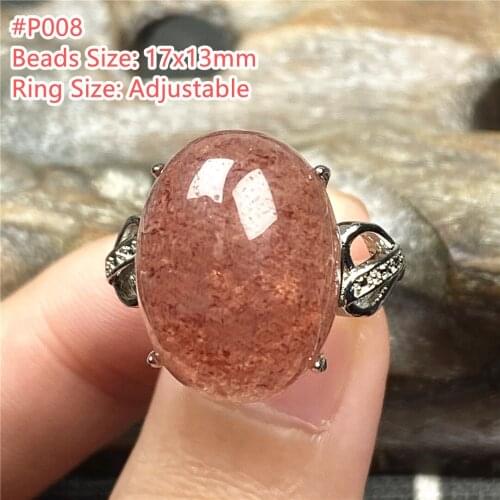 Top Natural Strawberry Quartz Beads Ring Jewelry For Women Lady Man Crystal Healing Reiki Stone Gift Silver Beads Gemstone AAAAA
