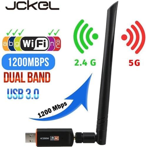 JCKEL New USB Wifi Adapter 2.4G 5G Free Driver Antenna Wifi USB Ethernet Network Card Dual Band Wireless Wifi Dongle Receiver