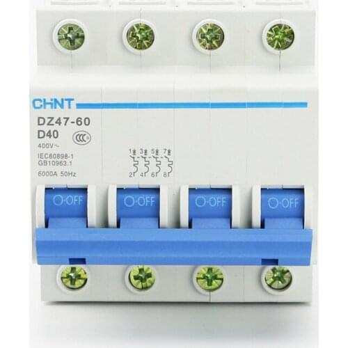 CHINT DZ47-60 4P AC 230/400V breaker D1 2 3 4 5 6 10 15 16 20 25 32 40 50 60A type D Heavy equipment air switch