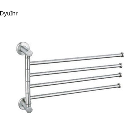 DyuIhr modern minimalist wall-mounted stainless steel rotating towel bar brushed four-bar towel rack bathroom accessories