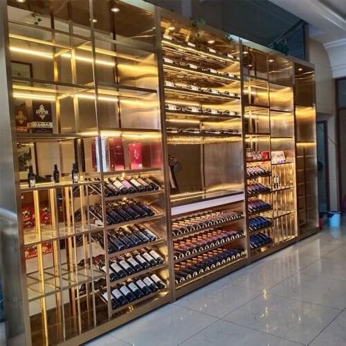 Stainless steel wine cabinet wine rack villa home refrigerated wine cabinet custom wine kiln winery display rack SUS 304