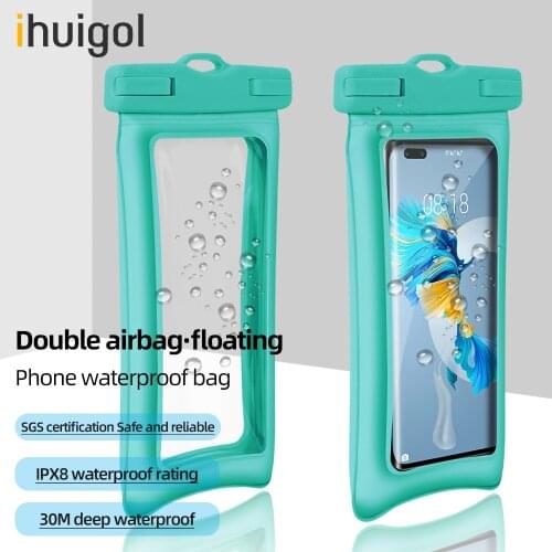 Ihuigol Waterproof Pouch Swimming Beach Dry 7.2 inch Phone Float Bag Underwater Snow Rainforest Diving Surfing Beach Sport Bags
