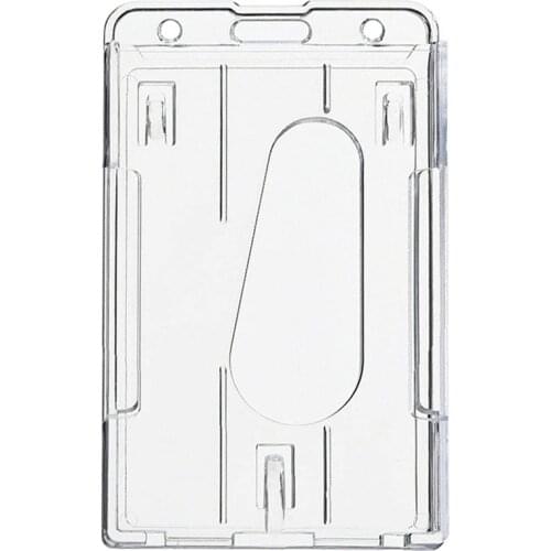 ZENTEII 1PC Transparent Acrylic Plastic ID Bank Credit Card Badge Holder Case Cover Protector with Removable Key Ring Clip