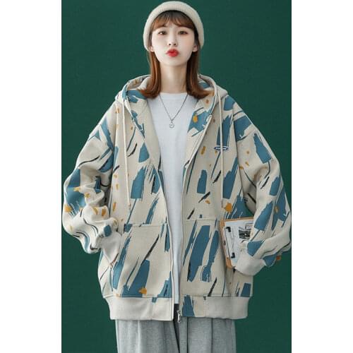 2021 New Jacket Female Tide Ins Autumn and Winter Korean Version of Loose Student Jacket Retro Hooded Baseball Uniform