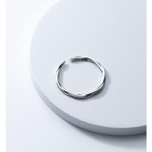 925 Sterling Silver Simple Gloss Twist Shape Rings Size Adjustable Open Finger Hand Jewelry For Kids Girls Birthday Gift