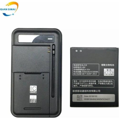 1PCS Universal battery Charger + 1PCS 2500mAh BL219 Battery for Lenovo A880 A889 A890E A768T A916 S810T S856 Phone