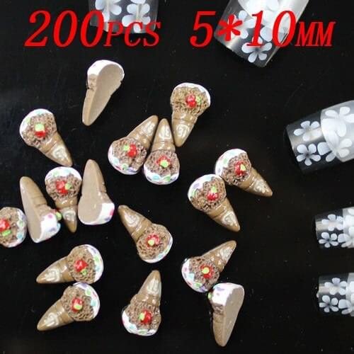 200pcs 10x5mm ice-cream nail decoration fingernail stickers coffee color