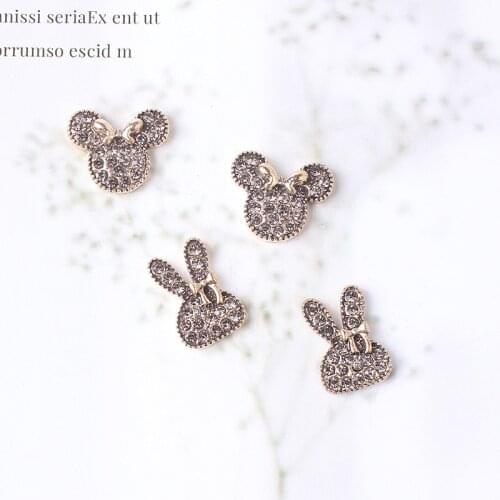 5 Pcs/Lot Rhinestone Pearl rabbit Plate Diamond Button Jewelry Scarf For Hair Accessories Sewing Decorative Clothing Coat