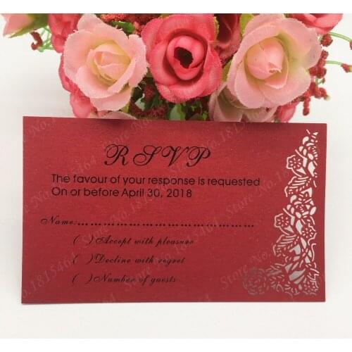 50pcs 5x10cm Laser Cut RSVP Wedding Card Personalized Text Cards Greeting Invitation Cards Party Supplies