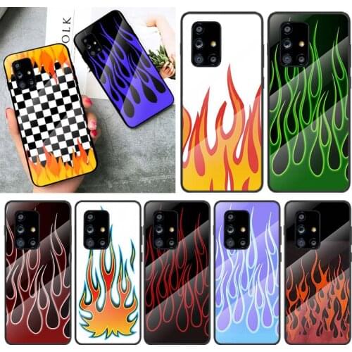 Tempered Glass Cover Neon Flames Fire For Samsung Galaxy A91 A81 A72 A71 A52 A51 A41 A31 A21S A11 A01 Phone Case
