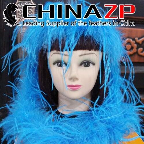 CHINAZP Wholesale 10yards/lot 35gram/piece Good Quality Dyed Blue Ostrich Feather Boas and Scarfs