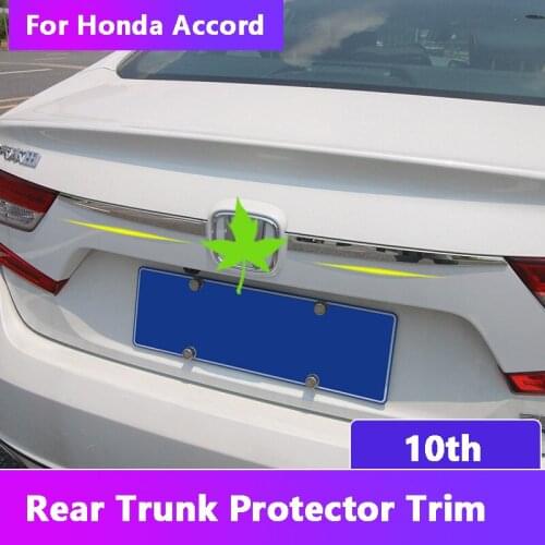 For Honda Accord 10th 2018 Stainless Steel Car Rear Trunk Protector Trim Cover Tail Box Door Logo Lid Sequin sticker Car-styling