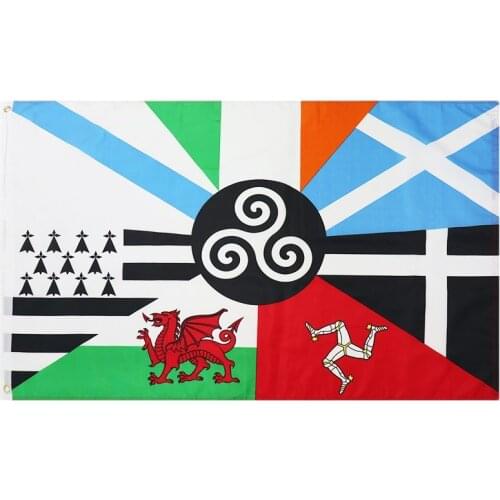 FLAGICTS 3x5 Ft Multi Celtic Flag Celtic countries flags Banner Polyester with rings
