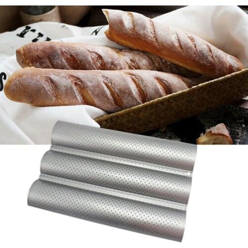 Behogar French Baguette Pan Non-stick Coated French Food Bread Baking Mold Tray with 4 Groove for Home Kitchen Bar Baking Tools