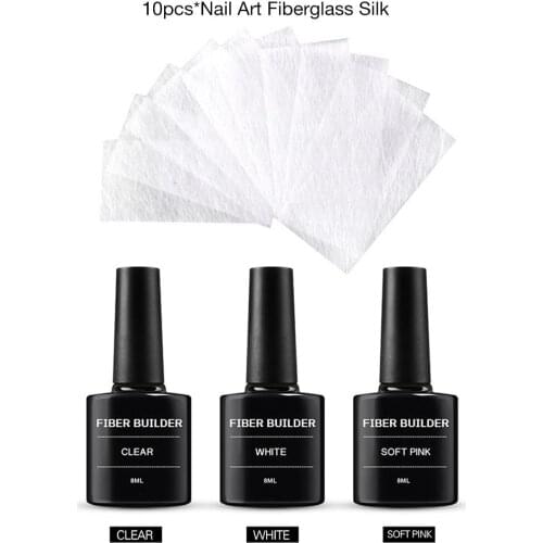 1 Set Nail Extension Glue With10 Pcs Nail Extension Fiberglass (Fiber Glass Silk Nails Wrap Stickers Nail Form) Nail Art Tools