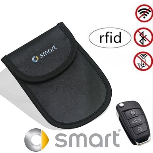 Leather Car keys case bales shielding signal for smart fortwo 451 450 452 453 454 Cabrio Crossblade EQ Forfour coupe ROADSTER