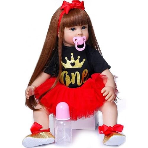 Bebes doll with 60CM Bebe doll Reborn Boneca Reborn toddler baby girl doll Soft Silicone cloth body Lifelike Bebe doll Reborn