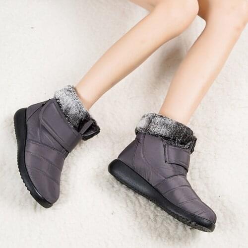 Fashion Snow Boots Women Shoes Velcro Warm Plush Winter Boots Woman Winter Female Slip on Flat Ladies Shoes Woman Waterproof