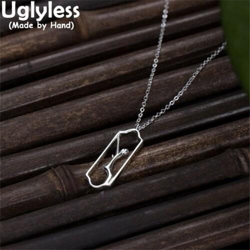 Uglyless Growing Grilles Trees Jewelry Sets for Women Glossy 925 Silver Hollow Square Earrings Pendants Necklaces + Chain Studs