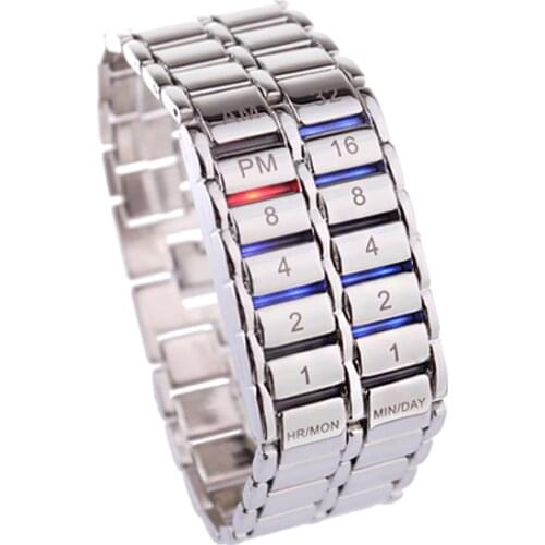 2021 New Mens Binary LED Digital Quartz Wrist Watch Fashion Mens Watches Gift for Fathers Day Male Boy Sport Creative Clock