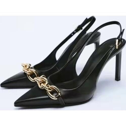 New Sandals ZAR Woman 2021 Fashion Shoes Summer Buckle Claquette Femme Heels Flip Flop Pearl Open-Toe Slippers Sandalias Mujer