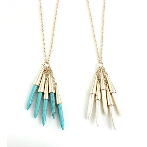 Peppers Shape Green White Marble Stone Tassels Necklace Kallaite Natural Stone Gold Chain Necklaces Matched Accessories Jewelry