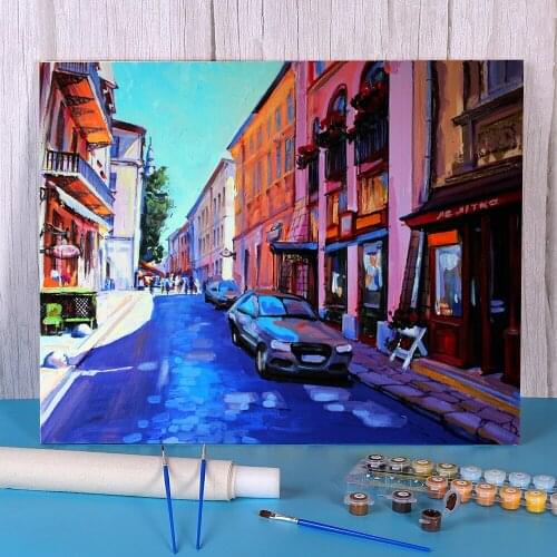 Landscape Lviv, Virmenska Str. Paint By Numbers Set Acrylic Paints 50*70 Paiting By Numbers Decorative Paintings For Art