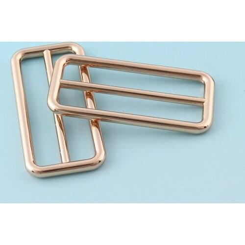 Alloy Release Belt Buckles Light gold Adjuster Buckle 40mm Tri Bar Buckles Strap Slider Fastener Bag Hardware rectangle buckles