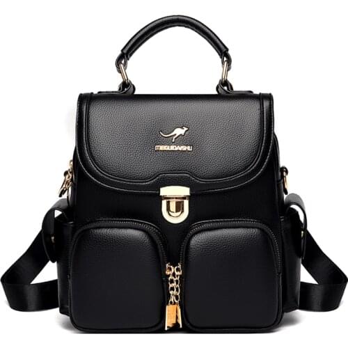 Luxury Designer Women Backpacks Multifunction Travel Back Pack Mochilas Backpack for School Teenagers Girls Sac Solid Bagpack