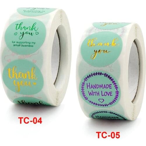 Roll color stamping thank you sticker self adhesive roll envelope merchandise gift decoration label