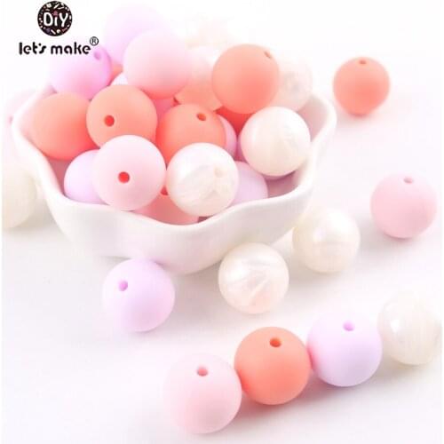 Lets Make Silicone Beads Can Chew 12mm 100pc Pink Series Teething Accessories DIY Nursing Necklace Bracelet Beads Baby Teether