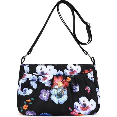 Nylon printed one-shoulder messenger small bag middle-aged and elderly mothers new Korean version of Oxford cloth bag