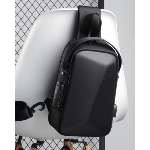 3D Men Chest pack Password lock Motorcycle bag Waterproof Crossbody Bag USB charging Shoulder bag new Casual travel Sling Bag