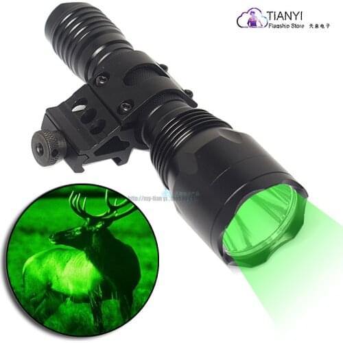 LED spotlight long-range flashlight 10000 lumens flashlight Blue/red/green tactical rail T2008 flashlight can use 18650batteries
