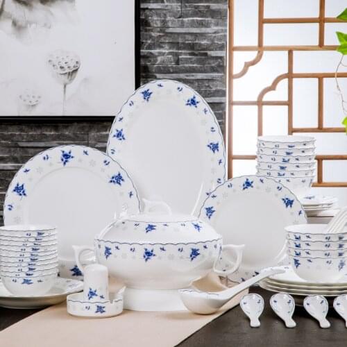 Tangshan Bone Porcelain Bowls and Dishes with Pottery Bowls and Plates with Soup Bowls and Noodles