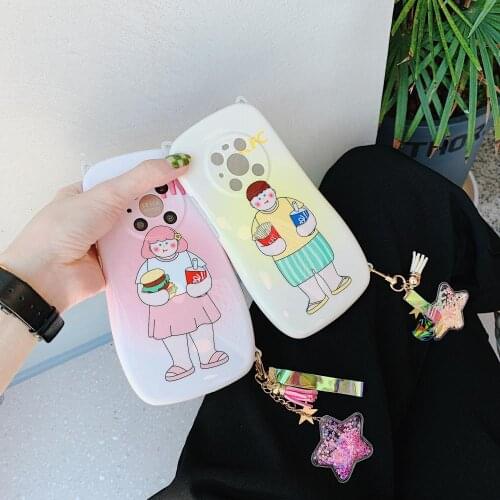 Funny cartoon protective shell for male and female couples for Huawei Mate30 40 Pro P40Pro with crystal flashing diamond pendant