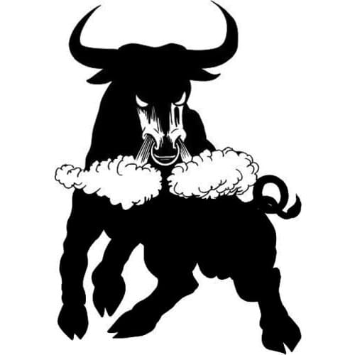 14.1*20CM Funny Large Nostrils Bull Vinyl Car Sticker Classic Car Styling Reflective Decals Black/Silver C9-1607