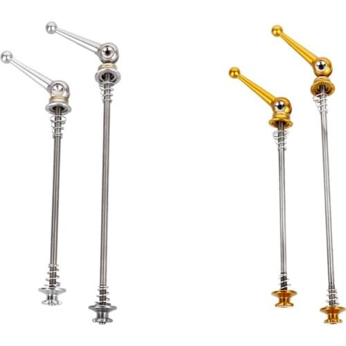 2 Pairs Bicycle Skewers 1 Pair Ultralight Titanium Quick Release Bicycle Hub Skewers for MTB Road Bike, Gold & Silver