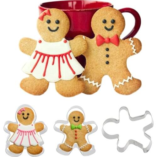 2pcs/Set Gingerbread Lover Molds Christmas Cookie Cutter Alloy Biscuit Baking Moulds Kitchen Cake Decorating Tools