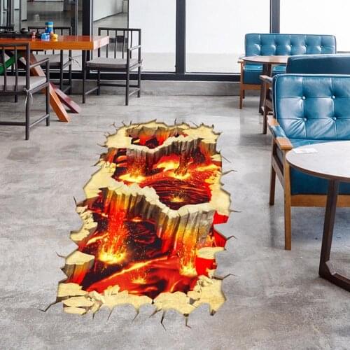 2Pcs Volcanic Magma/Sky Design Wall Sticker Bedroom Floor Corridor Decal Home Decoration Stickers