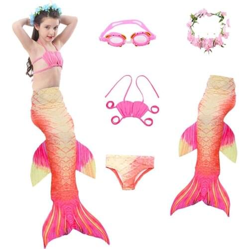 2021 Children Mermaid Tails for Swimming Little Mermaid Girls Swimsuit Bikini Set Bathing Suit Party Cosplay Costumes No Flipper