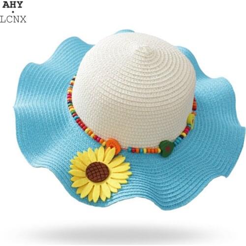 2021 Summer Sun Baby Straw Hat Girls Boys Sun Hats Breathable Cap For Kids Photography Props Flower Straw Hats For Girls Boys